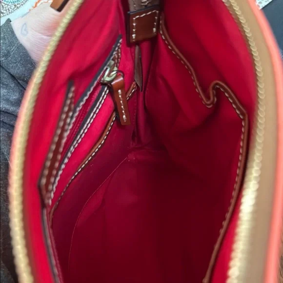 Dooney & Bourke Pink and Brown Crossbody Bag with Pebbled Leather - Picture 6 of 7